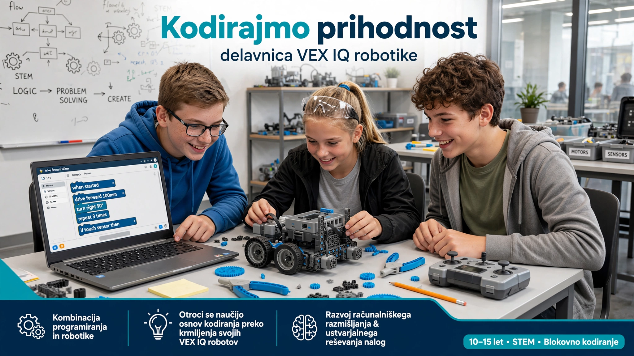 Kodirajmo prihodnost – delavnica VEX IQ robotike